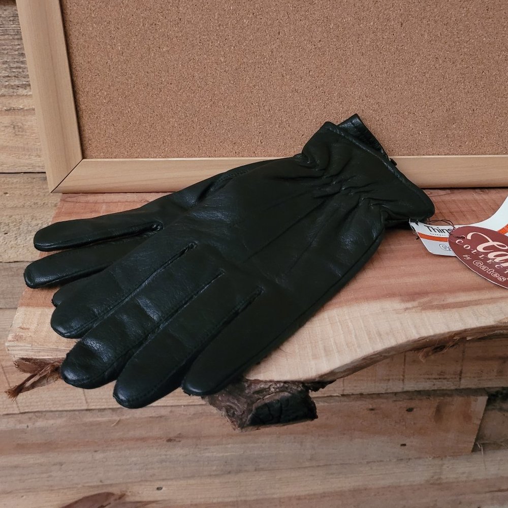 Cara by Gates Black Leather Thinsulate Lined Winter Gloves Womens Large NEW
